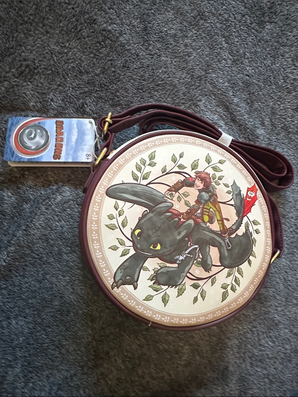 Loungefly Burgundy & Cream Dragon Round Crossbody Bag
